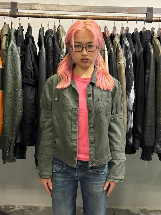 SS2013 Marithé + François Girbaud Green Buttoned Light Jacket KhxRwMk 1