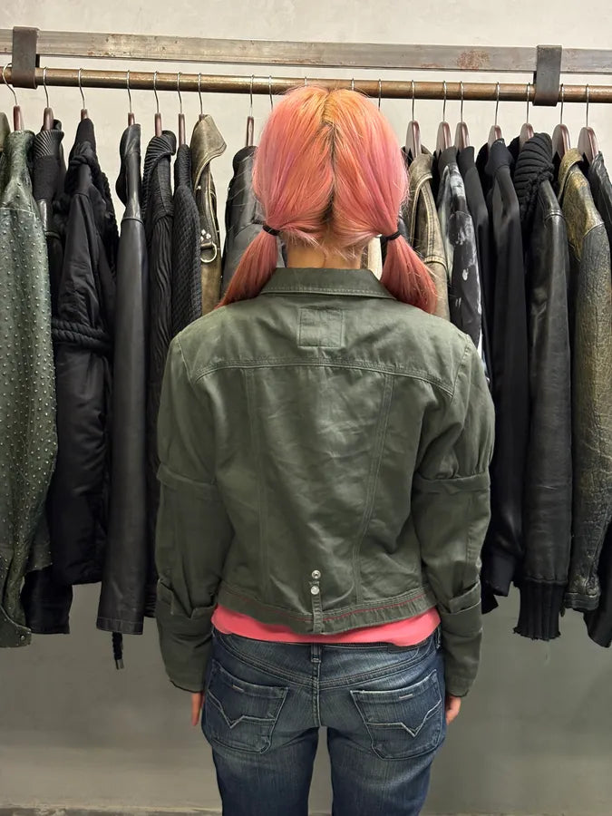 SS2013 Marithé + François Girbaud Green Buttoned Light Jacket KhxRwMk 2