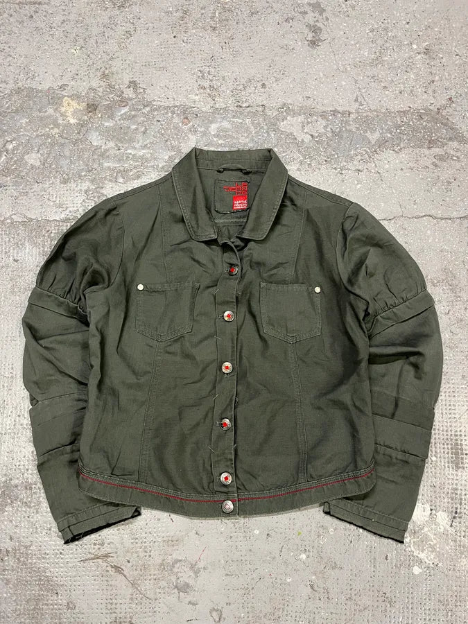 SS2013 Marithé + François Girbaud Green Buttoned Light Jacket KhxRwMk 0