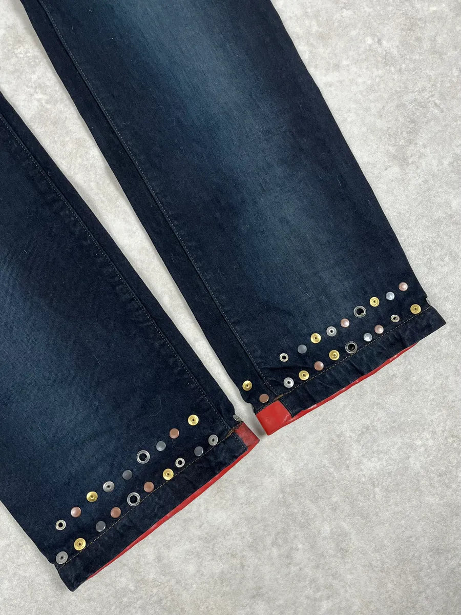 SS2013 Marithé + François Girbaud Navy Blue Studded Denim Jeans NFqKgTS 5