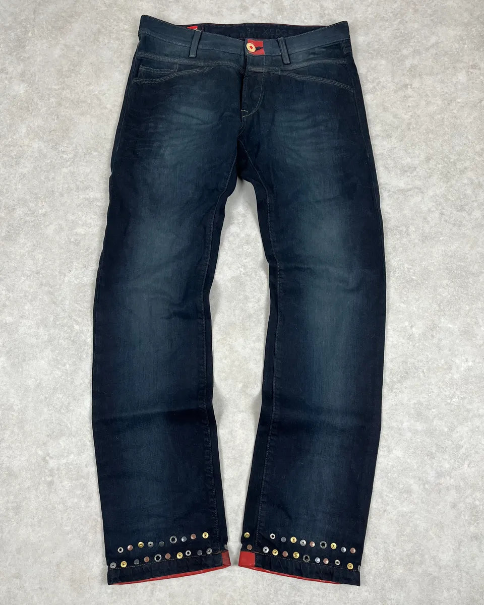 SS2013 Marithé + François Girbaud Navy Blue Studded Denim Jeans NFqKgTS 0