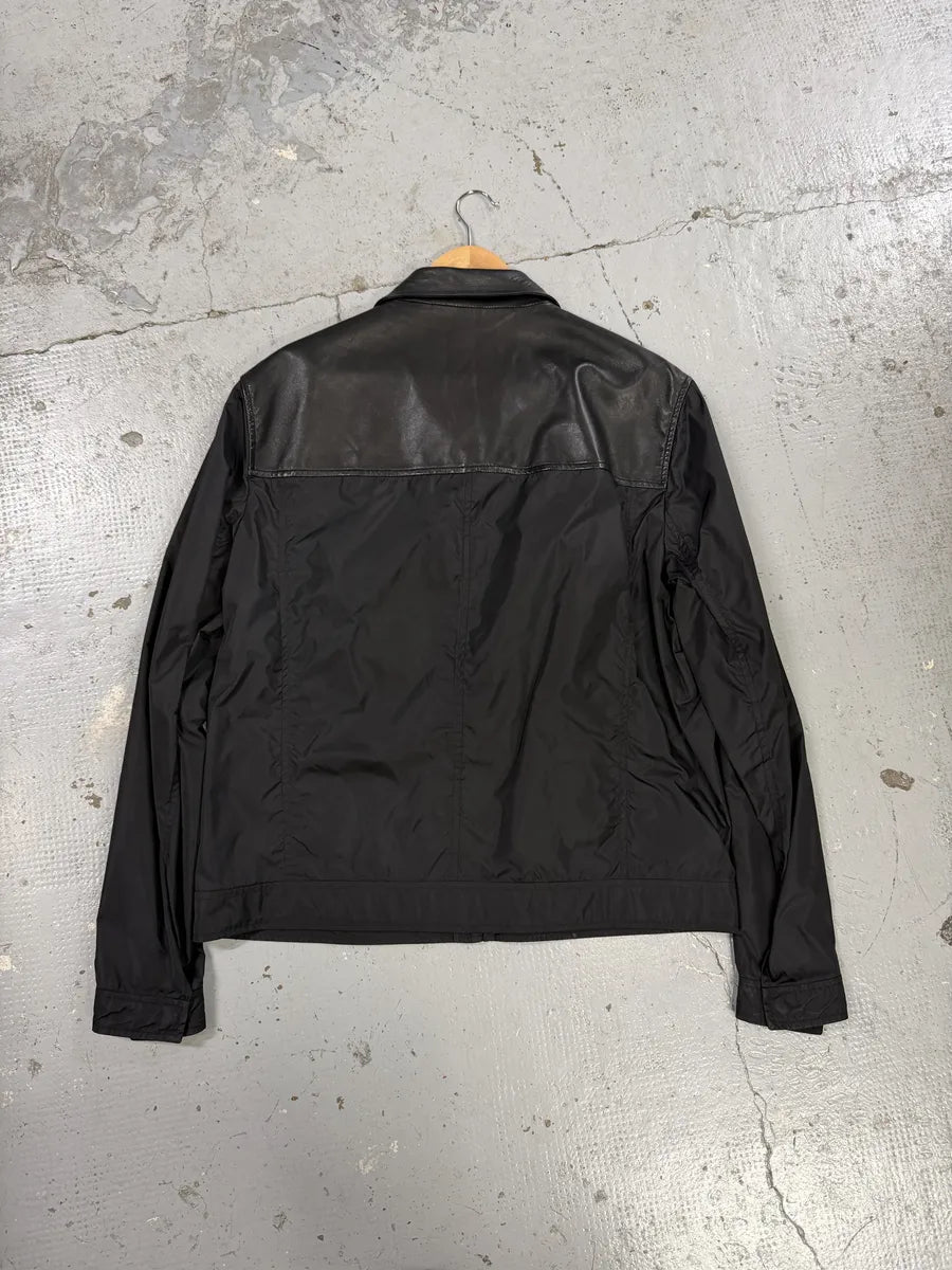 SS2013 Prada Black Hybrid Leather Nylon Jacket GZOFAwX 1