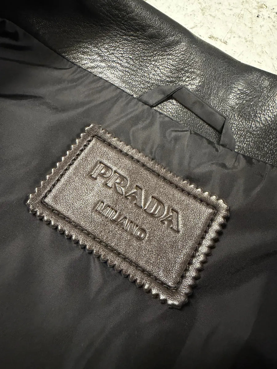 SS2013 Prada Black Hybrid Leather Nylon Jacket GZOFAwX 12