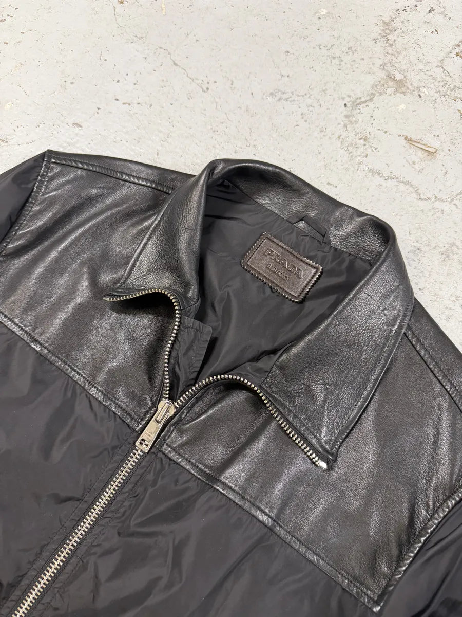 SS2013 Prada Black Hybrid Leather Nylon Jacket GZOFAwX 13