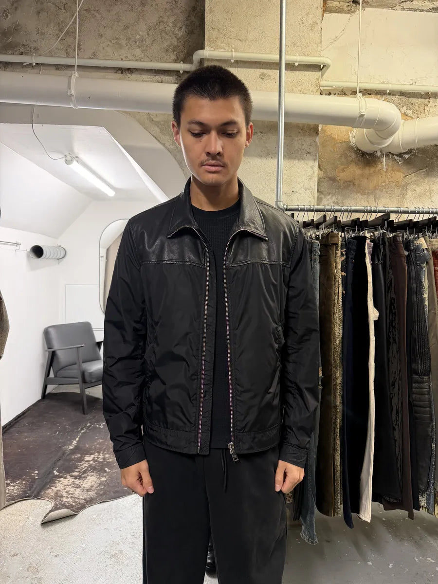 SS2013 Prada Black Hybrid Leather Nylon Jacket GZOFAwX 3