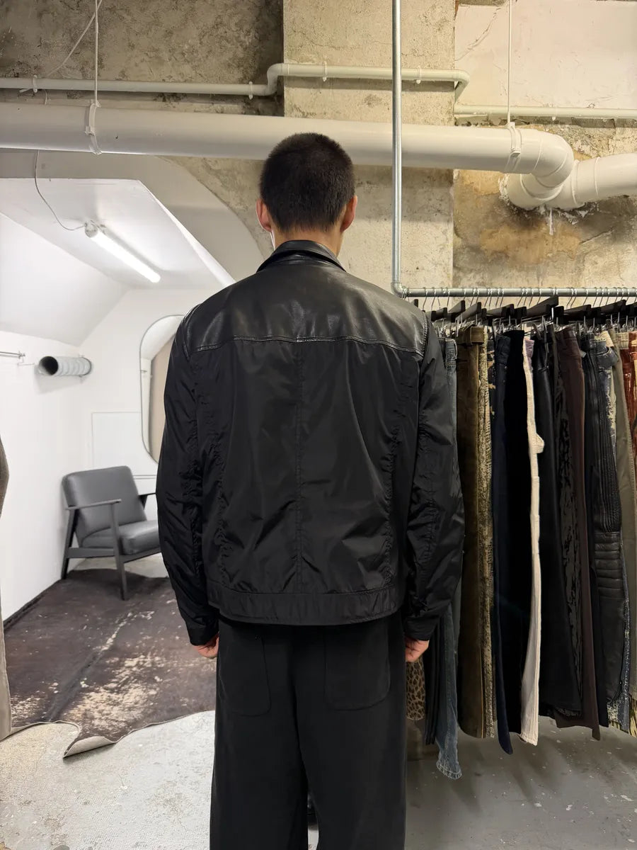 SS2013 Prada Black Hybrid Leather Nylon Jacket GZOFAwX 4