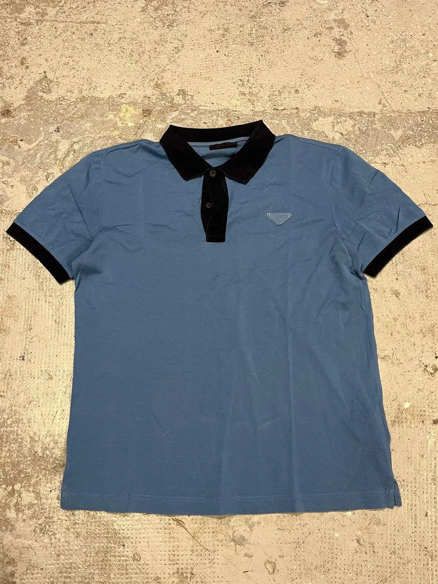 SS2013 Prada Blue Propaganda Polo Shirt (M) lODKGha 0