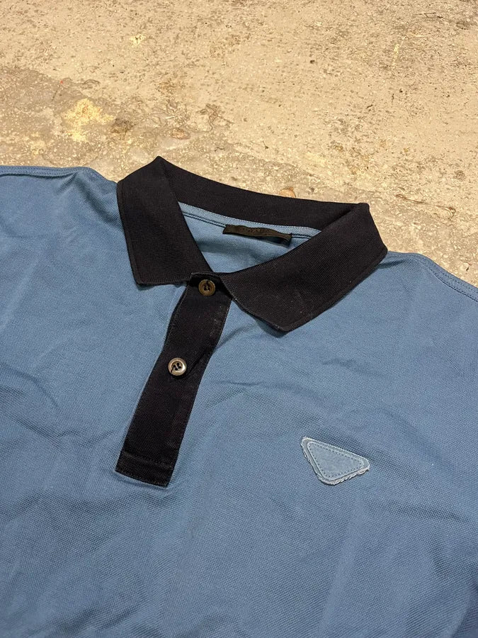 SS2013 Prada Blue Propaganda Polo Shirt (M) lODKGha 3