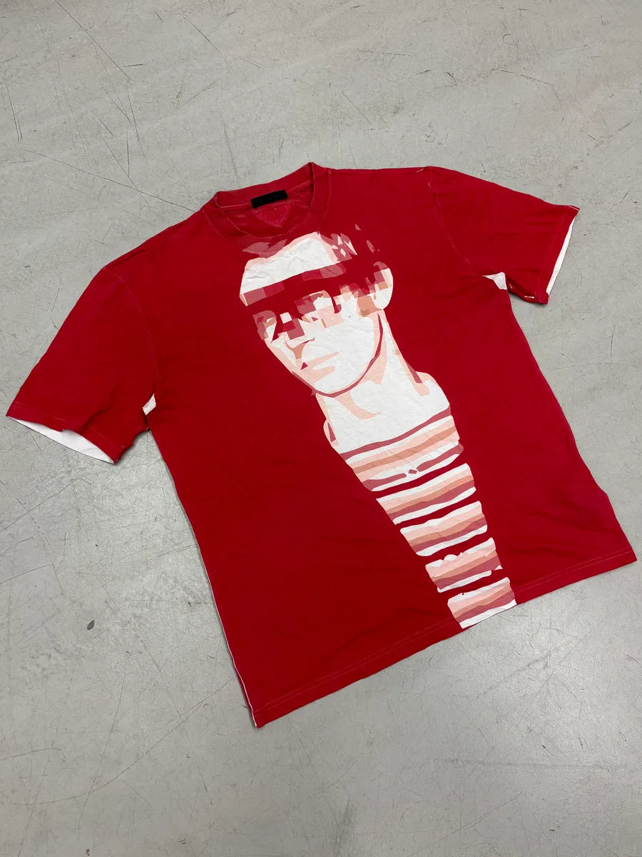 SS2013 Prada Red Pixelated Face T-Shirt incRdKF 3