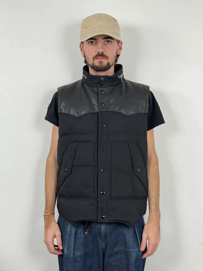 SS2013 Saint Laurent Black Sleeveless Puffer Leather Jacket by Hedi Slimane EzGgIgg 1