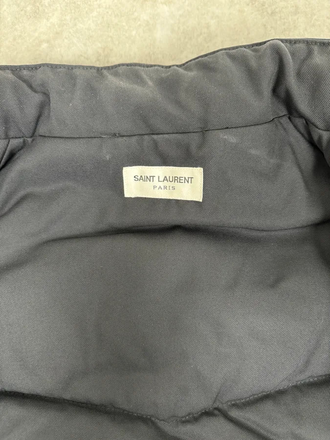 SS2013 Saint Laurent Black Sleeveless Puffer Leather Jacket by Hedi Slimane EzGgIgg 10