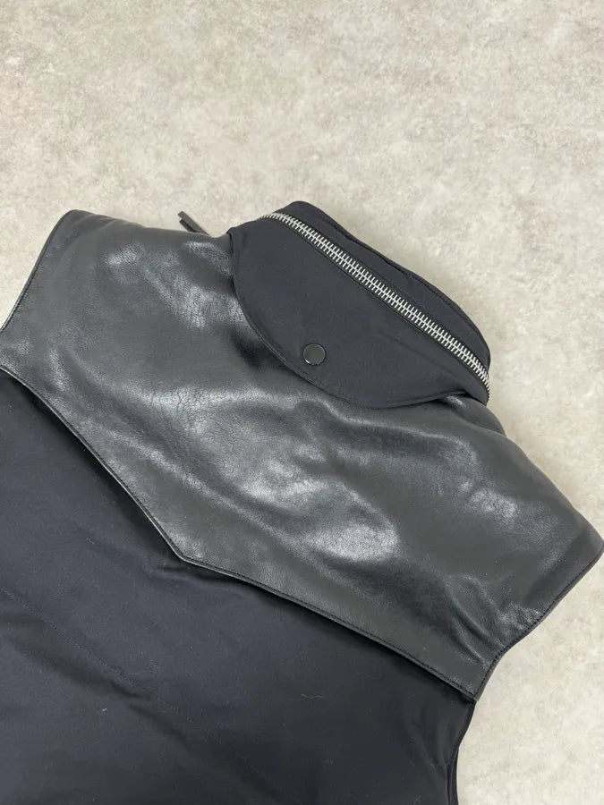 SS2013 Saint Laurent Black Sleeveless Puffer Leather Jacket by Hedi Slimane EzGgIgg 8