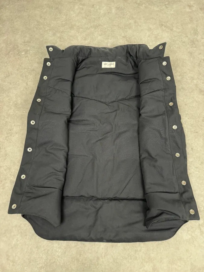 SS2013 Saint Laurent Black Sleeveless Puffer Leather Jacket by Hedi Slimane EzGgIgg 9