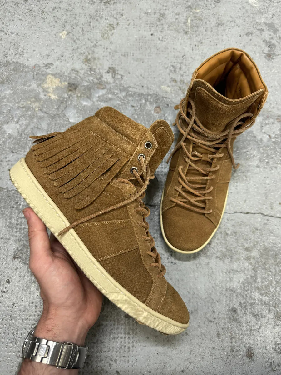 SS2013 Saint Laurent Paris Camel Suede Fringe Sneakers DkWcYJM 0