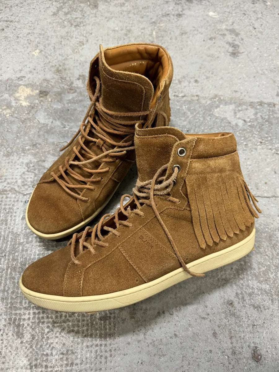 SS2013 Saint Laurent Paris Camel Suede Fringe Sneakers DkWcYJM 1