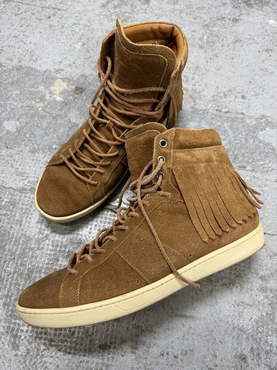 SS2013 Saint Laurent Paris Camel Suede Fringe Sneakers DkWcYJM 2