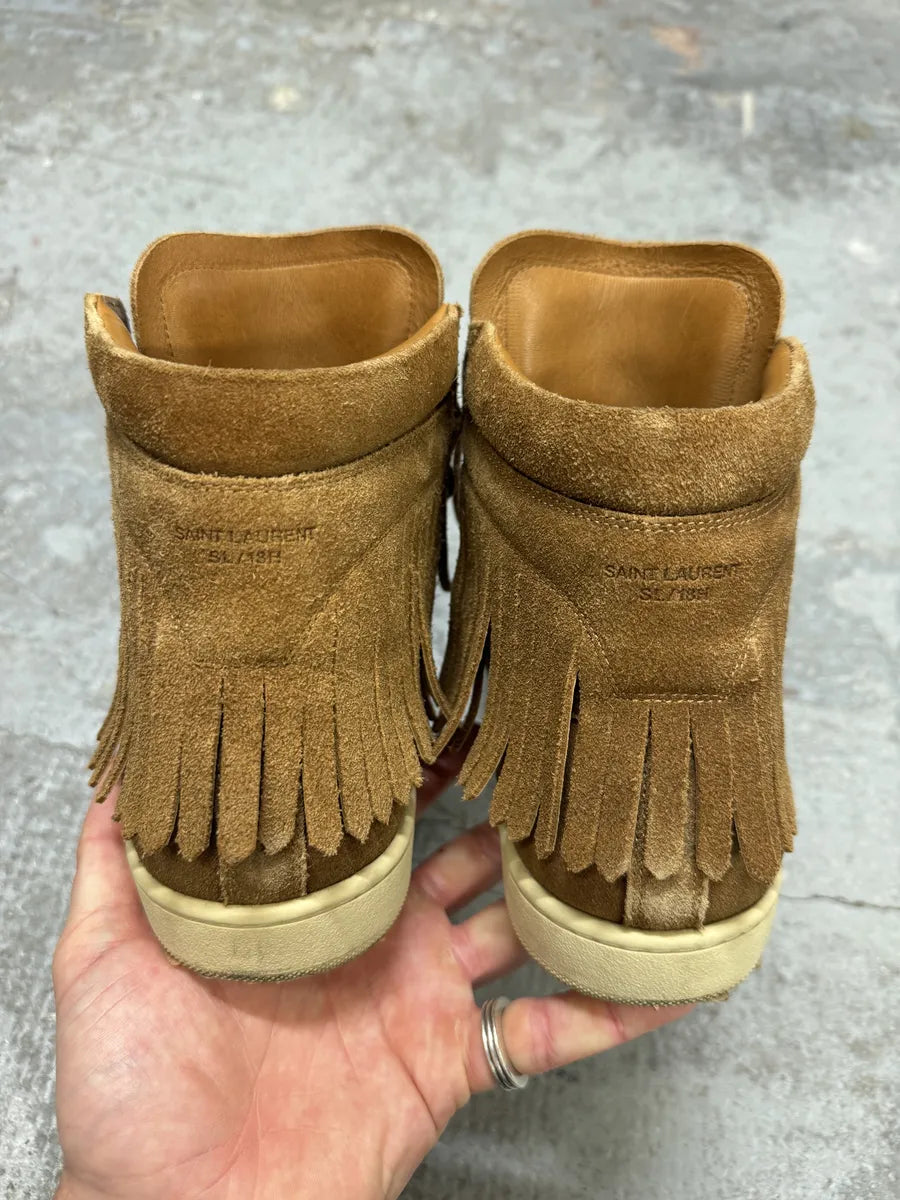 SS2013 Saint Laurent Paris Camel Suede Fringe Sneakers DkWcYJM 4