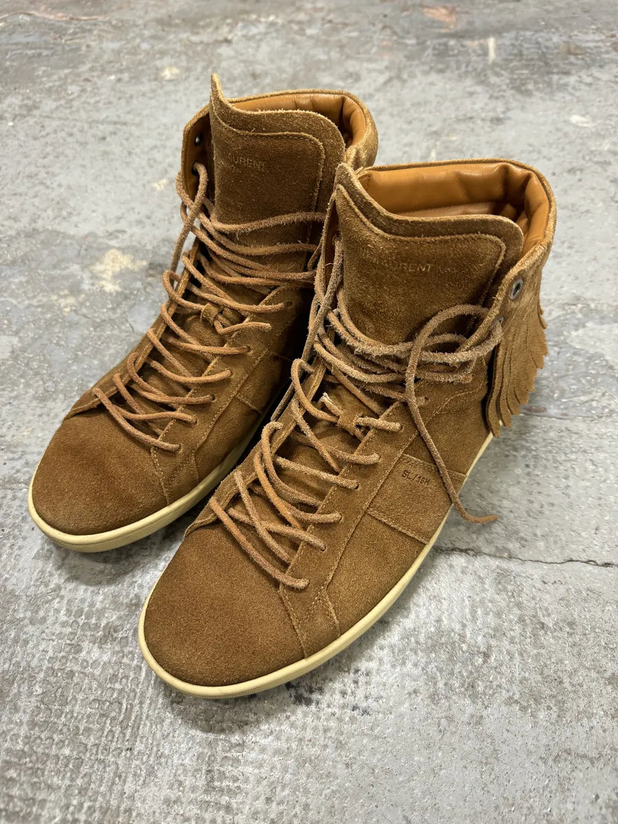 SS2013 Saint Laurent Paris Camel Suede Fringe Sneakers DkWcYJM 7