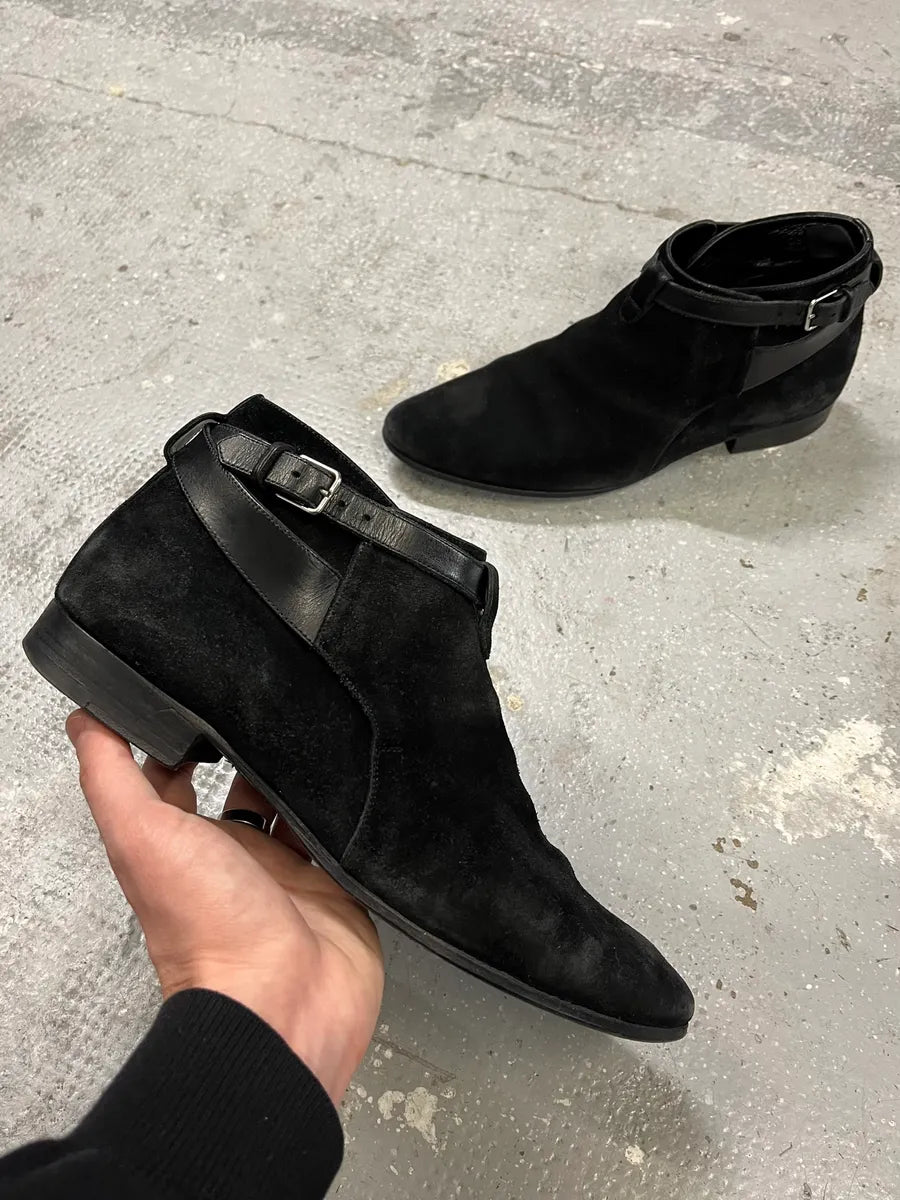 SS2013 Saint Laurent Wyatt Black Suede Jodhpur by Hedi Slimane wNbFVnC 0