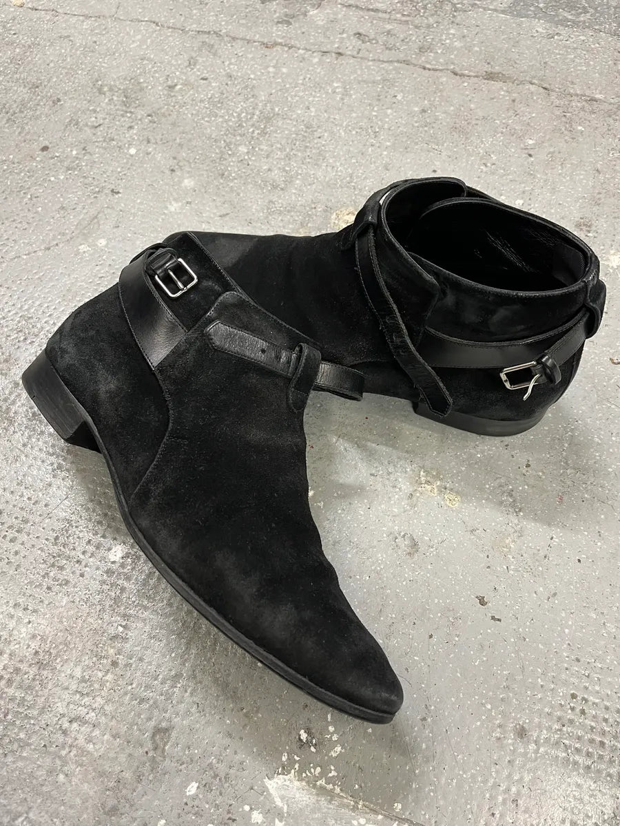 SS2013 Saint Laurent Wyatt Black Suede Jodhpur by Hedi Slimane wNbFVnC 1
