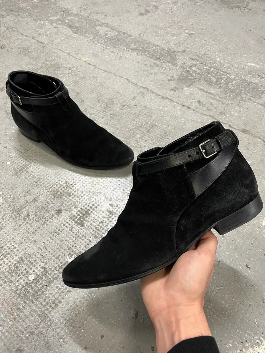 SS2013 Saint Laurent Wyatt Black Suede Jodhpur by Hedi Slimane wNbFVnC 2