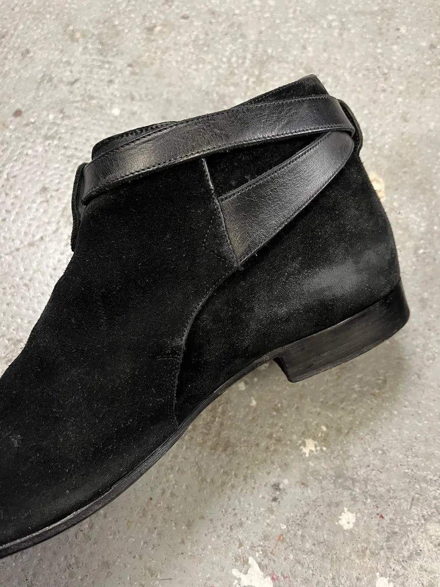 SS2013 Saint Laurent Wyatt Black Suede Jodhpur by Hedi Slimane wNbFVnC 7