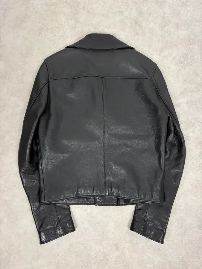 SS2014 Acne Studios Black Leather Asymmetrical Biker Jacket QxSfdGm 5