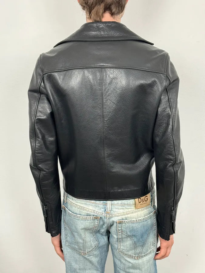 SS2014 Acne Studios Black Leather Asymmetrical Biker Jacket QxSfdGm 2