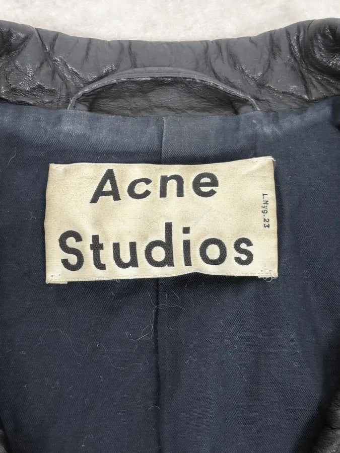 SS2014 Acne Studios Black Leather Asymmetrical Biker Jacket QxSfdGm 8