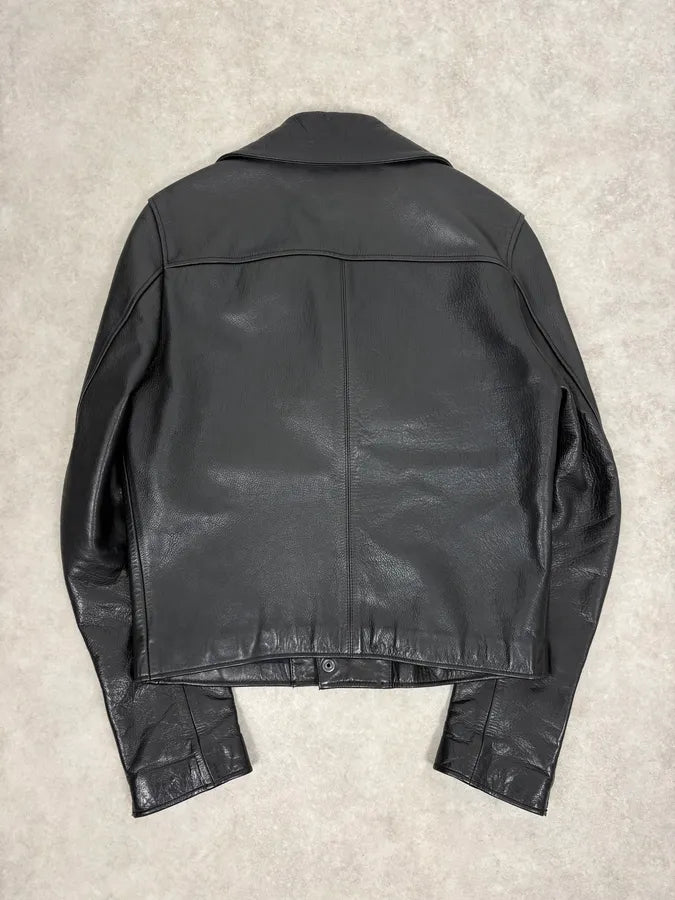 SS2014 Acne Studios Black Leather Asymmetrical Biker Jacket QxSfdGm 5