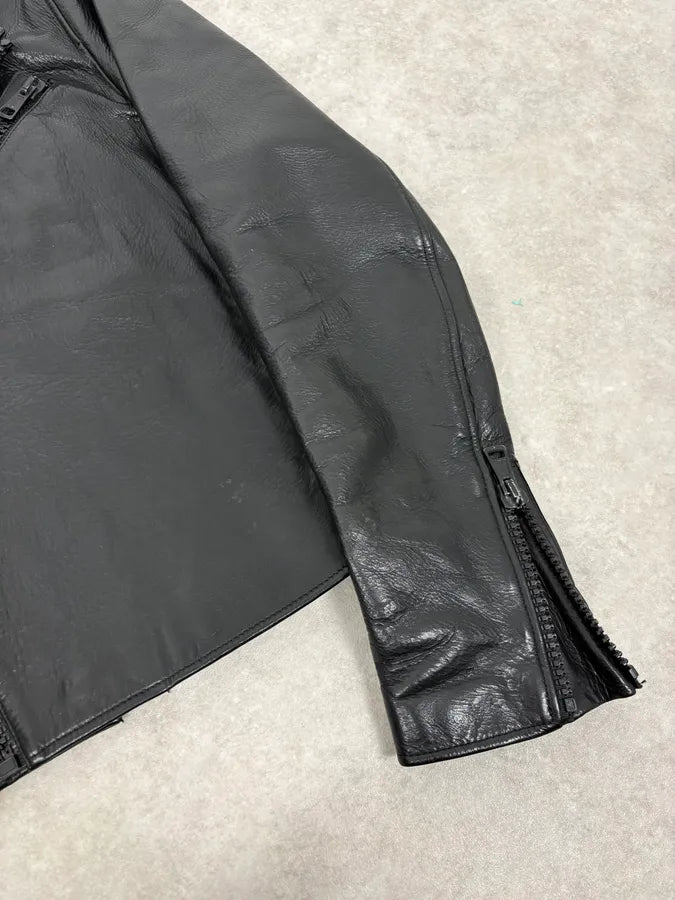 SS2014 Acne Studios Black Leather Asymmetrical Biker Jacket QxSfdGm 7