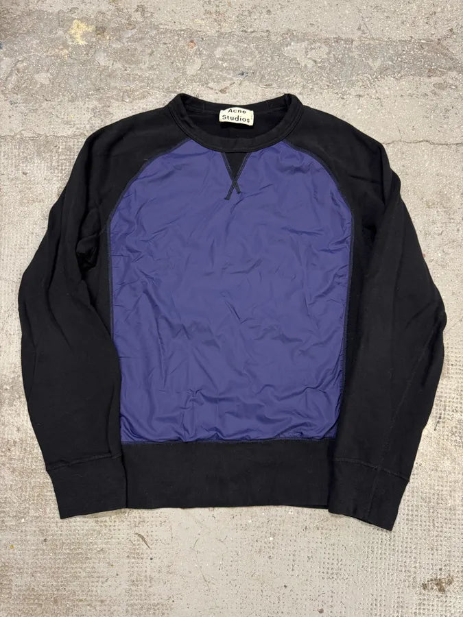 SS2014 Acne Studios Blue Nylon Black Cotton Sweater oLIbXzR 0