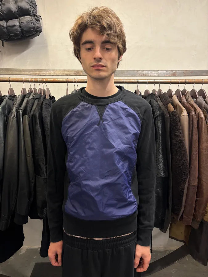 SS2014 Acne Studios Blue Nylon Black Cotton Sweater oLIbXzR 1