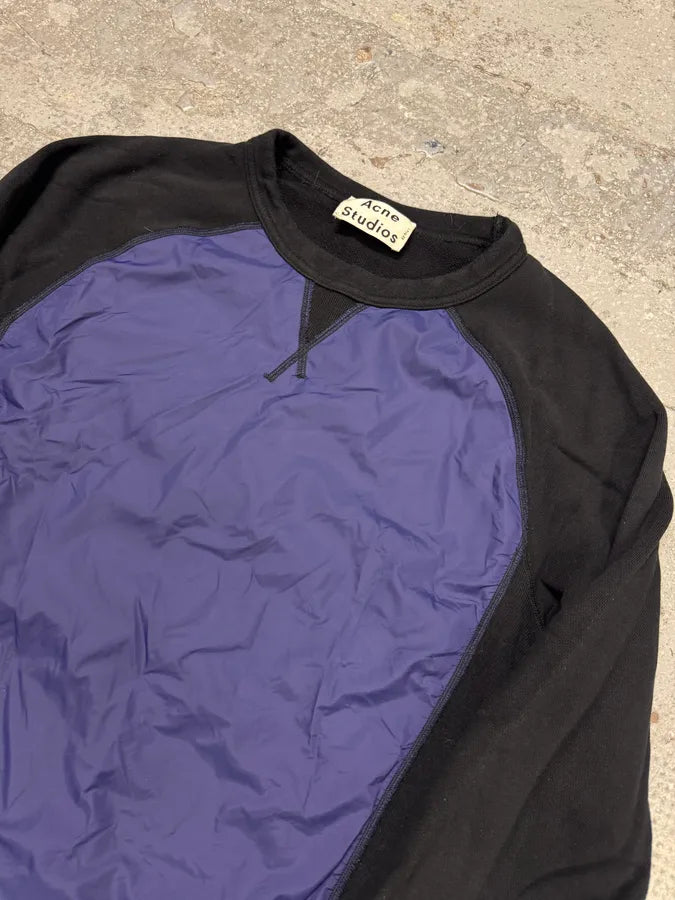 SS2014 Acne Studios Blue Nylon Black Cotton Sweater oLIbXzR 3