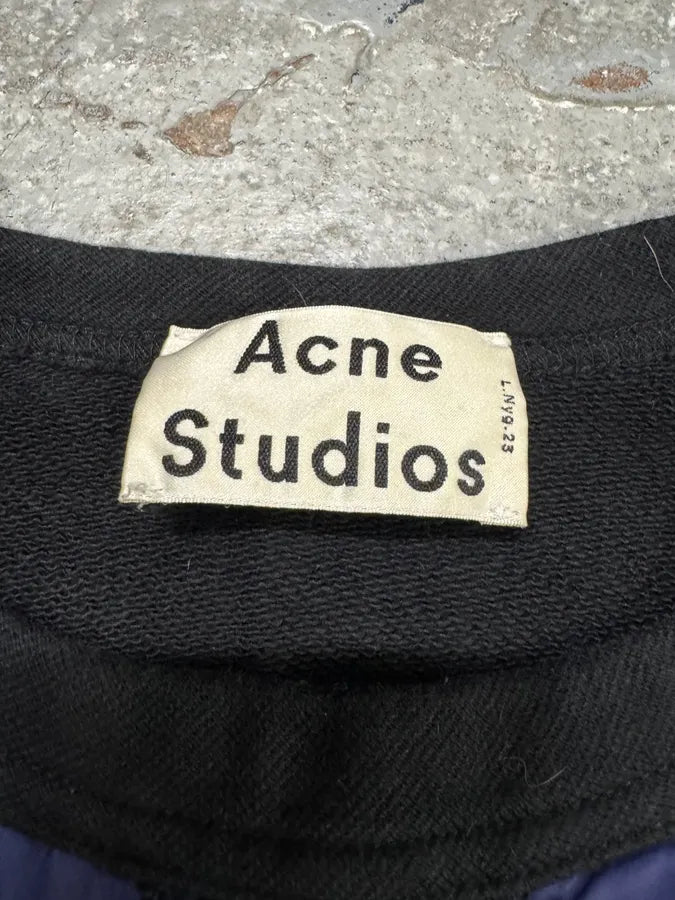 SS2014 Acne Studios Blue Nylon Black Cotton Sweater oLIbXzR 4