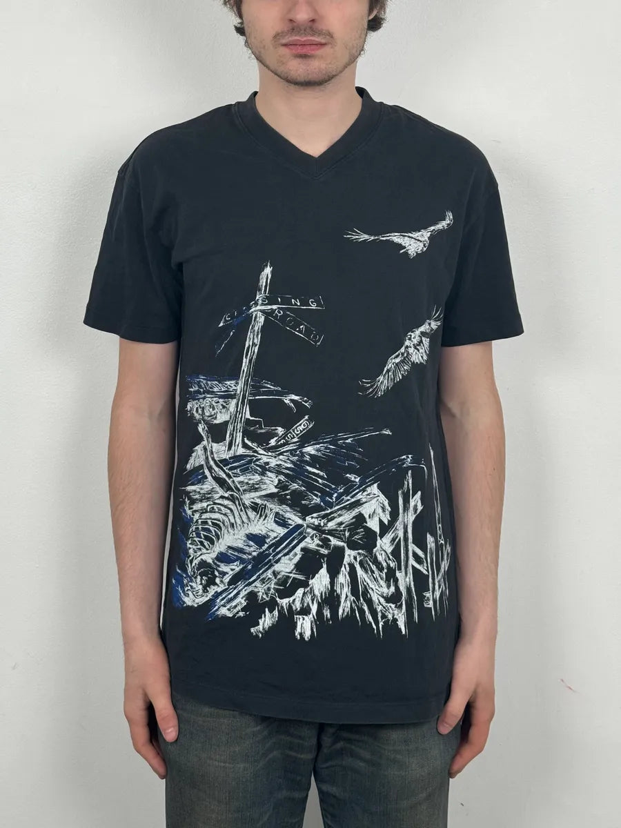 SS2014 Alexander McQueen Artwork V-Neck T-Shirt jmfIzmO 1