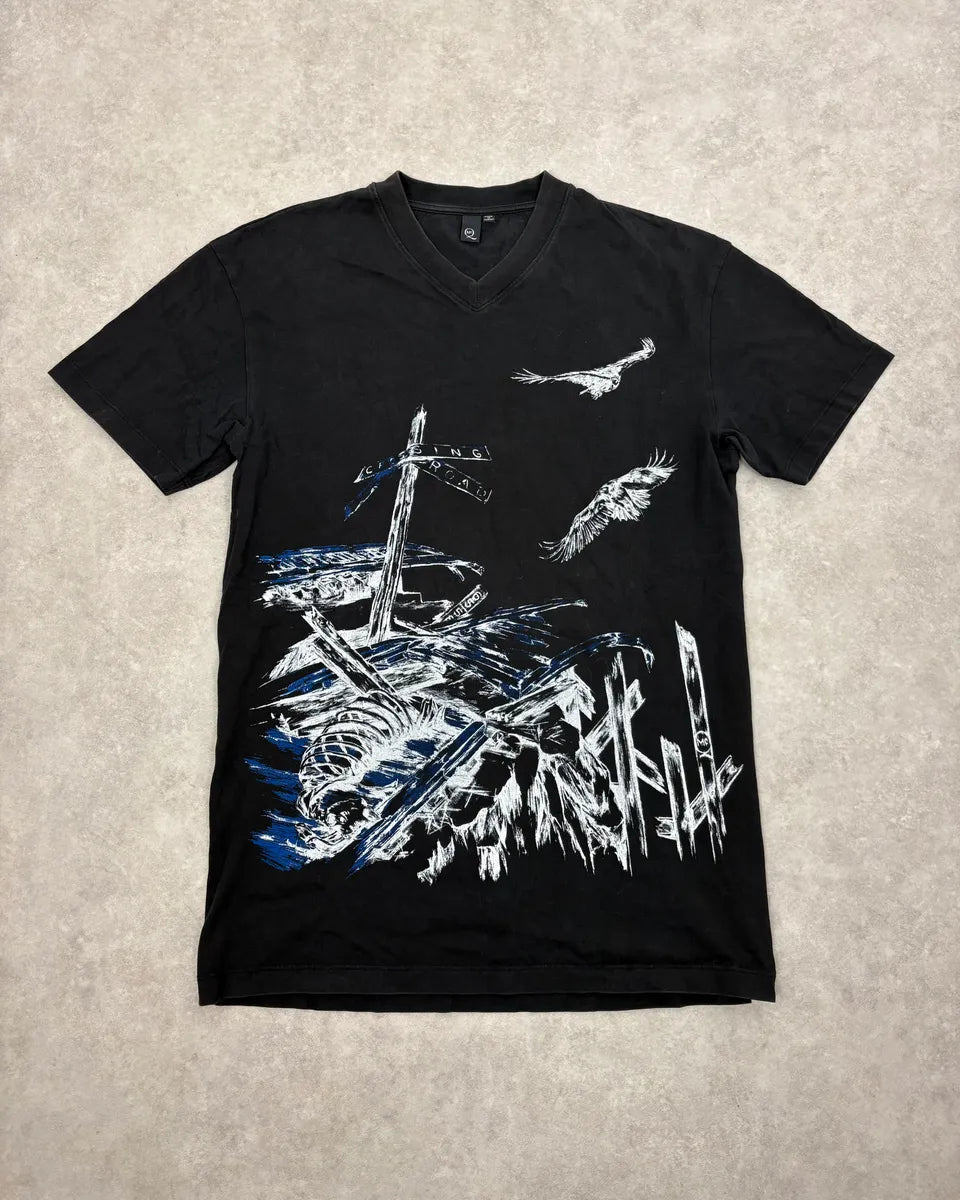 SS2014 Alexander McQueen Artwork V-Neck T-Shirt jmfIzmO 0