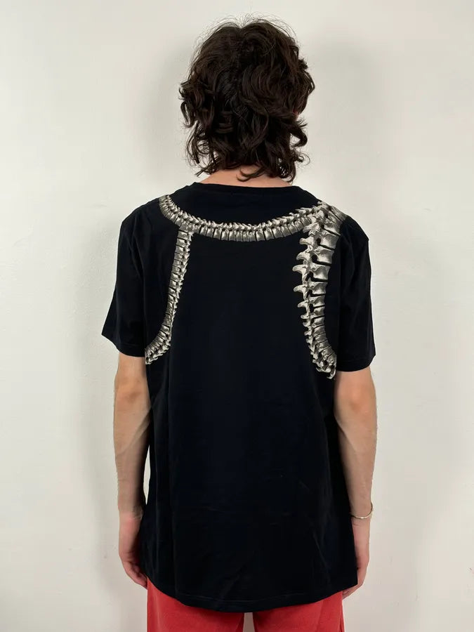 SS2014 Alexander McQueen Black Rib Bones V-Neck T-Shirt XzBSLYD 3