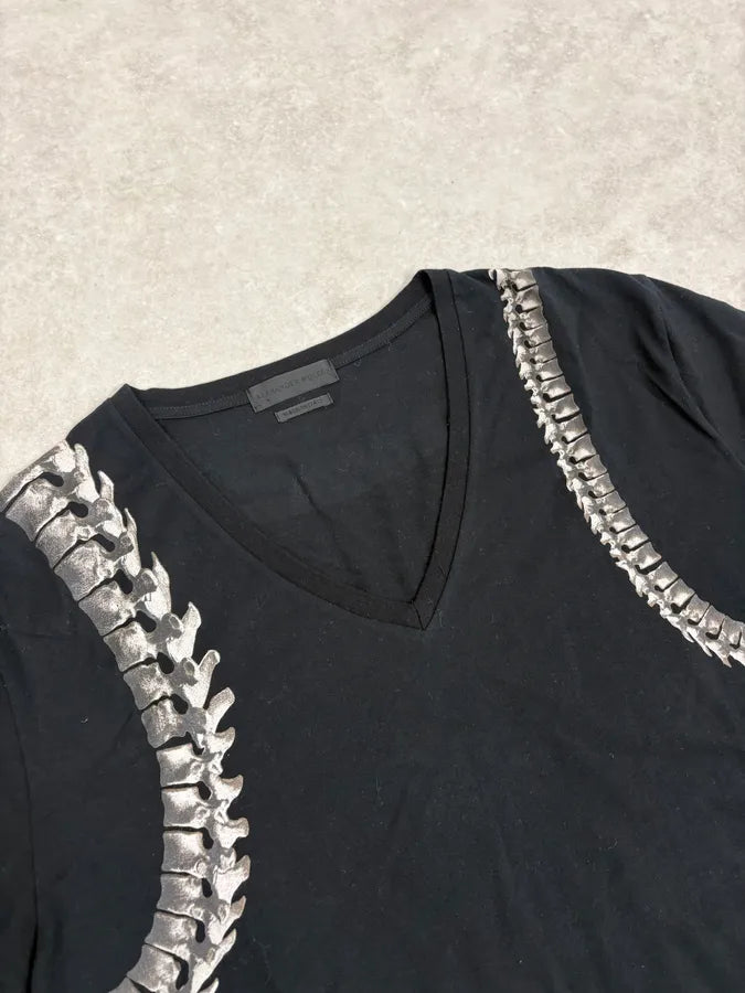 SS2014 Alexander McQueen Black Rib Bones V-Neck T-Shirt XzBSLYD 5