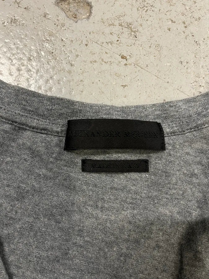 SS2014 Alexander McQueen Feathers V Neck Grey T-Shirt VxZdEXy 5