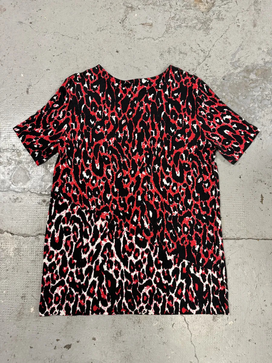 SS2014 Alexander Mcqueen Red Leopard Print T-Shirt TYvsqHx 0