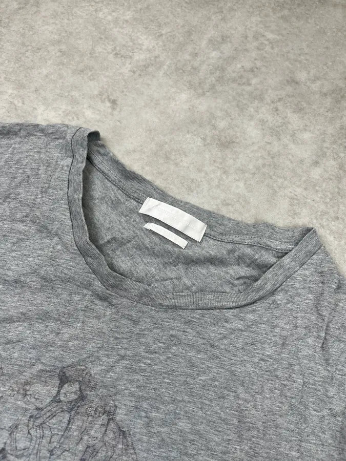 SS2014 Alexander McQueen Skull Grey Draw T-Shirt UAEzOtM 3