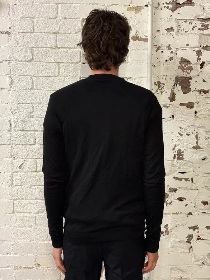 SS2014 Balenciaga Black Minimalist Wool Vneck Sweater dEEnDYU 2