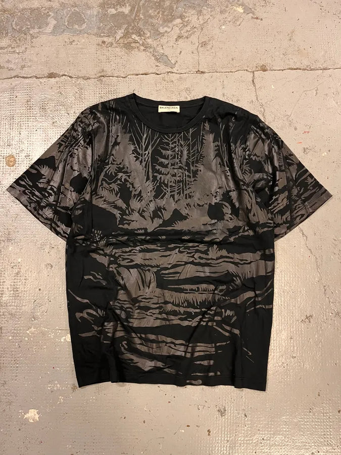 SS2014 Balenciaga Forest Black T-Shirt mGYlfIY 2