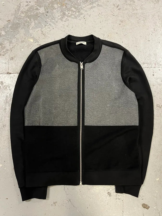 SS2014 Balenciaga Grey & Black Zip-up Sweater rlXbUna 0