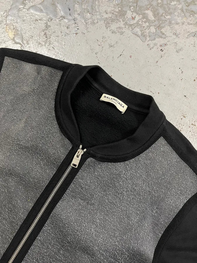 SS2014 Balenciaga Grey & Black Zip-up Sweater rlXbUna 4