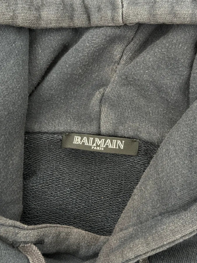 SS2014 Balmain Black Detailed Minimalist Hoodie RZVUfEp 7