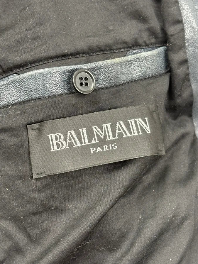 SS2014 Balmain Faded Embroidered Officer Perfecto Leather Jacket JjyzyCr 13