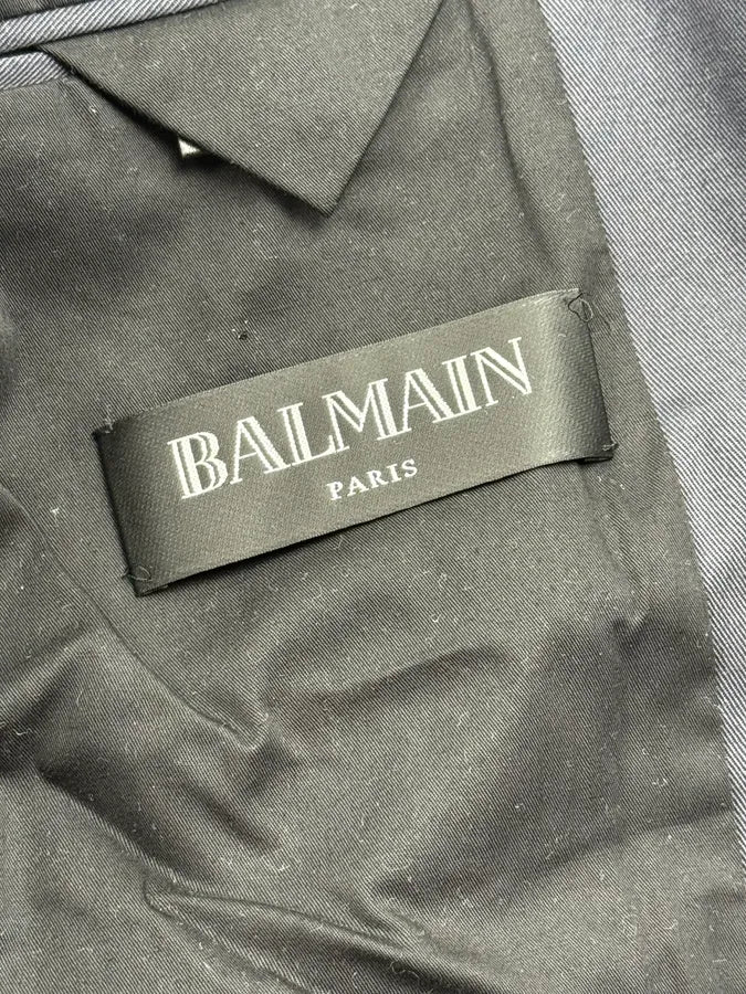SS2014 Balmain Navy Multi-Pocket Military Blazer Jacket FhAZMxu 9