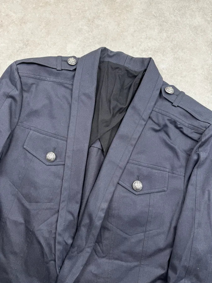 SS2014 Balmain Navy Multi-Pocket Military Blazer Jacket FhAZMxu 4